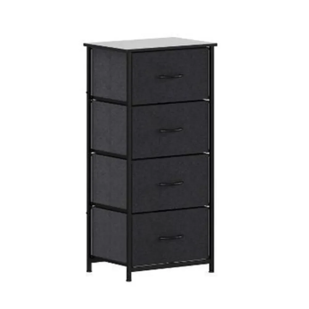 4 Drawer Storage Dresser with Black Cast Iron Frame and Wood